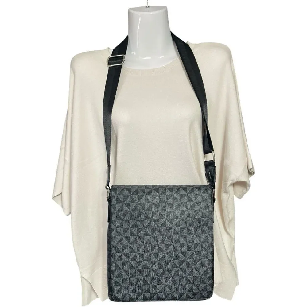 Black Gray Monogram  Shoulder Crossbody Messenger Bag